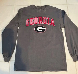 Georgia Bulldogs Medium Gray Long Sleeve T-Shirt GA Logo - Picture 1 of 3
