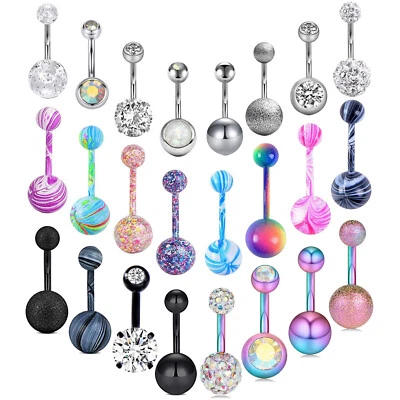 3-100 шт. кольца на пупок набор 14G хирургическая сталь/УФ пупок запонки ювелирные изделия для тела - Изображение 1 из 4