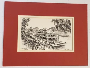 Grabado antiguo de popa Alec. ""Christmas Time Showboat""." - Imagen 1 de 3