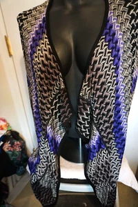 Chico's Multi Colored Open Front Knitted Cardigan Zig Zag Pattern top Size 1 - Picture 1 of 4