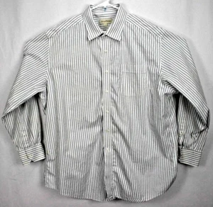 Tommy Bahama Men's Shirt Size 18 L/S Button White/Gray Striped Embroidered Palm - Picture 1 of 7