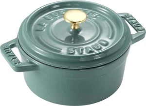 staub La Cocotte Round Z1025-315 Eucalyptus 10cm Mini Cast iron enamel pot New - Picture 1 of 7