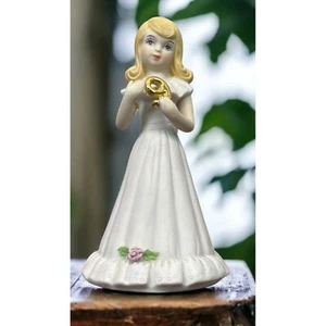 Aufwachsen Geburtstag Mädchen Alter 9 Porzellan blond Figur 1981 Enesco - Bild 1 von 8