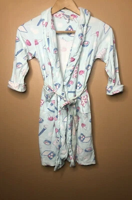 Sara's 印花女孩 5 码浴袍蓝色长袖腰带 — 第 1/4 张图片