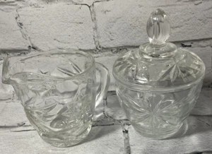 Vintage Anchor Hocking Prescut Star of David Creamer and Sugar Bowl With Lid - Picture 1 of 11