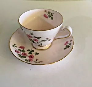 Tuscan England ~ Wood Sorrell ~ Pink Bone China Cup and Saucer - Picture 1 of 6