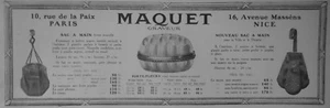 PUBLICITÉ DE PRESSE 1913 MAQUET GRAVEUR SAC A MAIN PORTE-FLEURS - ADVERTISING - Imagen 1 de 1