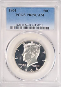 1964 Kennedy Half Dollar Proof PCGS PR69CAM PF 69 CAMEO Frosty Coin 50C - Picture 1 of 2