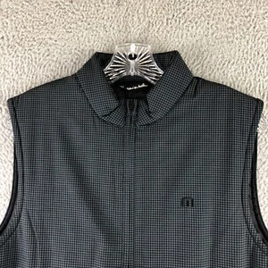 NWT Travis Mathew Full Zip Performance Vest Men Small Black Plaid Co. Logo* - Picture 1 of 18