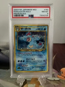 Pokemon Card Feraligatr - Japanese Neo Premium File No. 160 - PSA 8 NM-MINT Holo - Picture 1 of 2