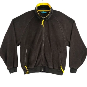 Tri Mountain Fleece Bomber Jacket Mens Med Black Full Zip Ski Jacket Liner Sport - Picture 1 of 12