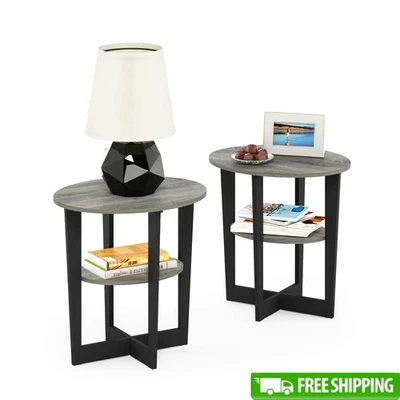 Oval End Table Set of 2 Storage Display Simple Design Easy Assembly Sturdy New - Image 1 of 4