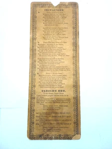 Tarjeta de promesas de fraternidad masónica mecánica de 1800 y odas - Imagen 1 de 4