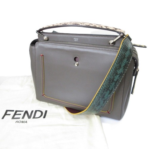 Borsa a tracolla Fendi.Com in pelle 2 vie borsetta grigia donna abbigliamento