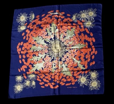 Vintage HERMES Tuch/Foulard/Scarf "FLEURS ET CARLINES", 1985 Silk Scarf 34x34” - Image 1 of 4