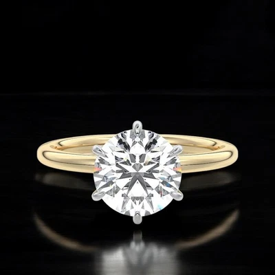 Engagement Ring Semi Mount Round Cut Setting 14k  Multi Tone Gold Size  4 5.5 6 - Image 1 of 4