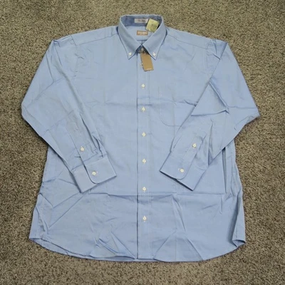 Gitman Bros Shirt Mens 17 34 XL Blue TTX Pinpoint 2x2 Oxford Dress Button Up USA - Image 1 of 4