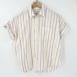 Madewell Daily Jacquard Shirt in Multi Rainbow Stripe XS Boxy 100% Cotton - Picture 1 of 4