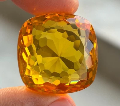 Natural 80 Ct Cushion Cut Yellow Citrine Certified Brazilian Loose Gemstone - Image 1 of 4