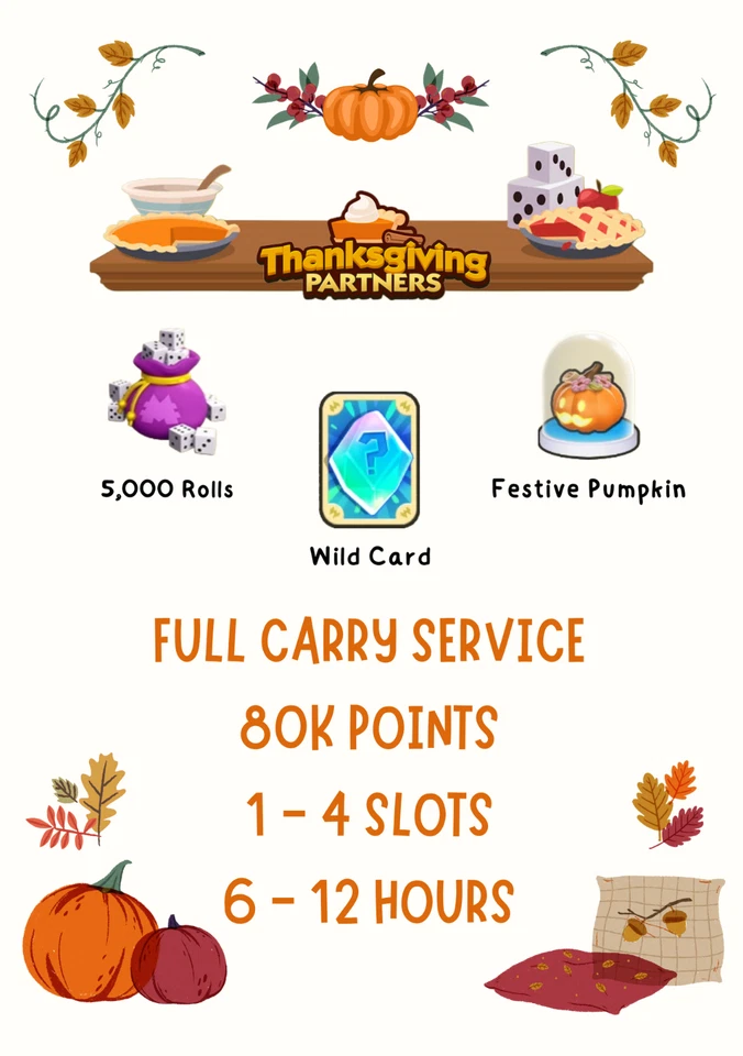 Mono_poly_Go Patners Event - Thanksgiving Patners - 80K Points Full Carry - Rush - Image 1 of 1