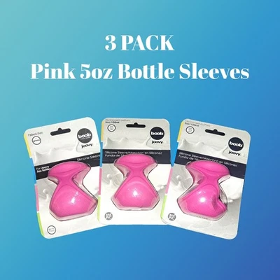 Paquete de 3 nuevas fundas de silicona para botellas Joovy Boob rosa 5 oz sin BPA/PVC Foto 1 de 4