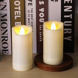 LED Battery Operated Candles 2"x4" Flickering Flameless Candles with Timer - Picture 1 of 6