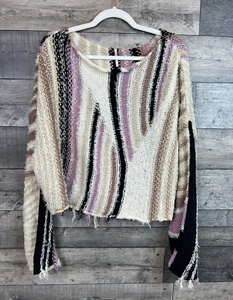 Free People Baja Pullover Large elfenbein rosa gestreift Pulli Sweater Boho - Bild 1 von 11