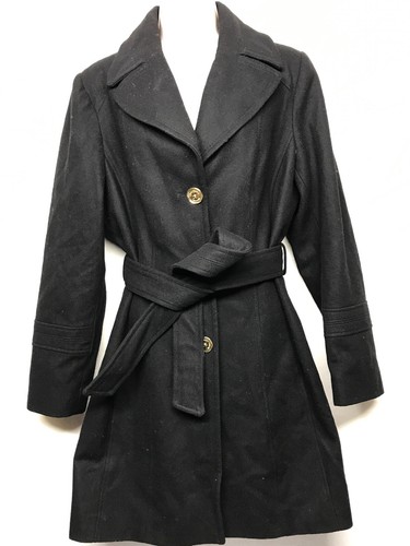 Cappotto donna Michael Kors in misto lana nero con etichette $275 nuovo con etichette taglia 14 YX2
