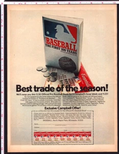 1969 CAMPBELL'S SOUP, Vintage Print Ad, $2.50 Off Pro Baseball Book, Soup Labels - Picture 1 of 1