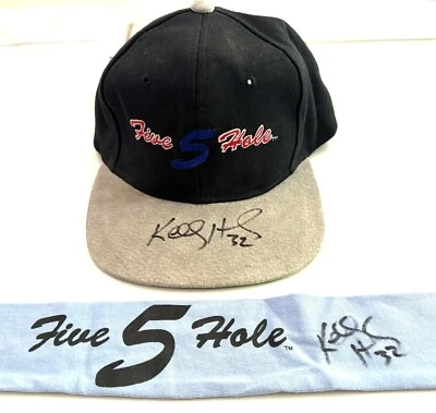 Kelly Hrudey 洛杉矶国王队 90 年代五洞签名亲笔签名帽子和头带🔥 — 第 1/4 张图片