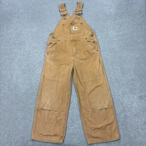Carhartt Dungarees Kids Size 6 Tan 26x20 Overalls Double Knee Bib Duck Youth - Picture 1 of 9