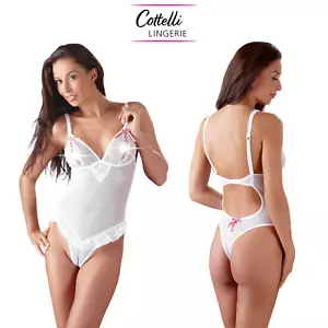 Cottelli Collection Body Bianco Trasparente in rete con Aperture Coppe e Cavallo - Foto 1 di 8