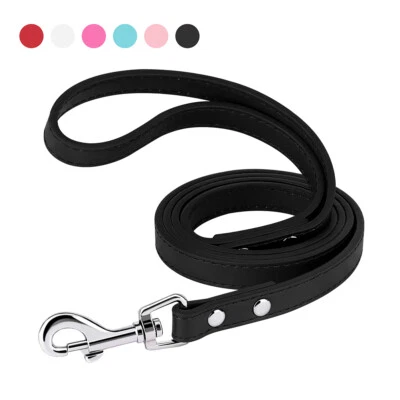 PET ARTIST 4ft Hundeleine Fettlederleine Lederleine Schwarz Rot Rosa Weiß Blau 1.5*120cm