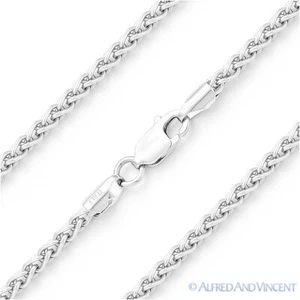 Collar de cadena de cuerda italiana con eslabones de trigo/espiga de 2,5 mm de plata de ley Italia .925 - Imagen 1 de 2