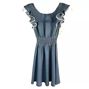 Guess Kids Girl's Blue Denim Ruffle Top Spring Summer Dress Size L 14 NWT - Picture 1 of 10
