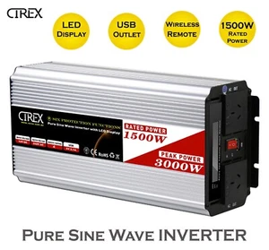 Cirex Power Inverter 1500W/3000W 12V to 240V Pure Sine Wave Camping Car Boat 4WD - Picture 1 of 14