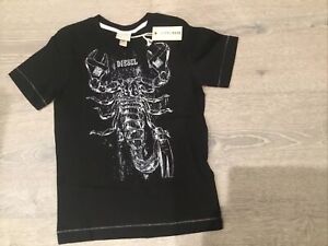 Chemise à manches courtes Diesel Kids garçons taille 7 outil Scorpion noire neuve