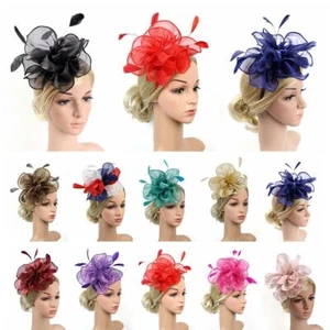 Wedding Headwear Feather Flower Headband Fascinator Hats Cocktail Tea Party - Picture 1 of 27