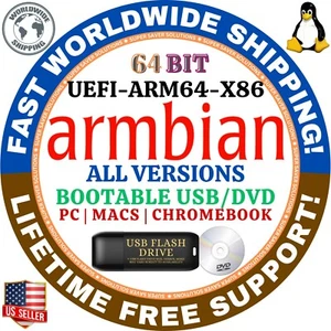 ARMBIAN LINUX OS ISO | BOOKWORM NOBLE GNOME DESKTOP 64BIT USB, DVD | LIVE/FULL - Picture 1 of 8