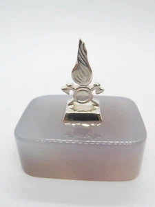 Firefighter Paperweight In 925 Silver On Gray Agate - Firefighters Symbol - Picture 1 of 5