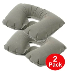 2X Travel Pillow Portable Inflatable Travel Neck Pillows Gray NIP - Picture 1 of 4