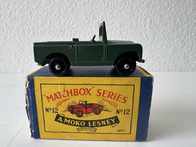 火柴盒 Moko Lesney 号 12 路虎 + 原装盒 | 复古 20 世纪 50 年代 — 第 1/4 张图片