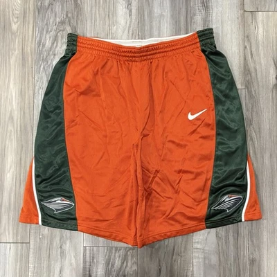 Nike Shorts Men’s Large Orange Green Miami Hurricanes College Basketball Vintage - Image 1 of 4