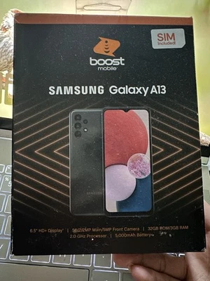 Locked To Boost Mobile Samsung A13 4G LTE 32GB 6.5" Black Prepaid Smartphone NEW - Image 1 of 2