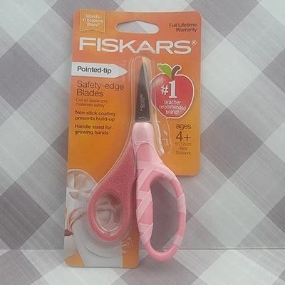 Fiskars 5" Pointed Tip Safety-Edge Scissors Age 4+ Pink Glitter Ballerina *READ* - Image 1 of 4