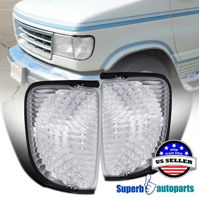 Fit 1992-2007 Ford Econoline Van Corner Turn Signal Lights Lamps 92-07 E150 E250 - Image 1 of 4