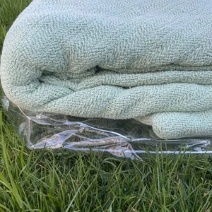 NEW Vintage Thermal Blanket 100% Cotton Waffle Weave Green 90"x95" USA Made - Picture 1 of 11
