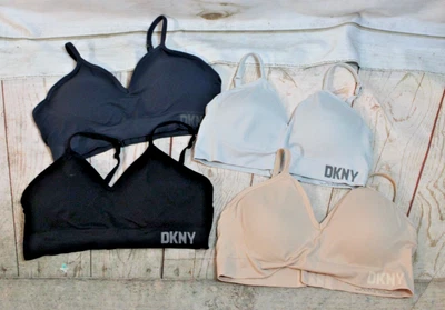 Sujetador inalámbrico sin costuras DKNY ~ Lote de 4 ~ Beige/Carbón/Gris/Negro ~ Talla XL Foto 1 de 4