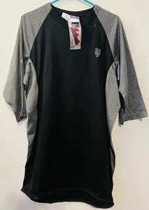 NEW MAJESTIC MLB AUTHENTIC NEW YORK METS Black/Blue 3/4 THERMA BASE SHIRT SIZE L - Picture 1 of 7