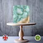 Jade Green with Gold Marble Pattern edible cake topper decoration ICING / WAFER